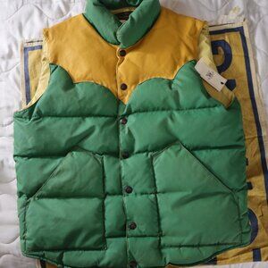 RALPH LAUREN "DOUBLE R" LEATHER-YOKE QUILTED VEST